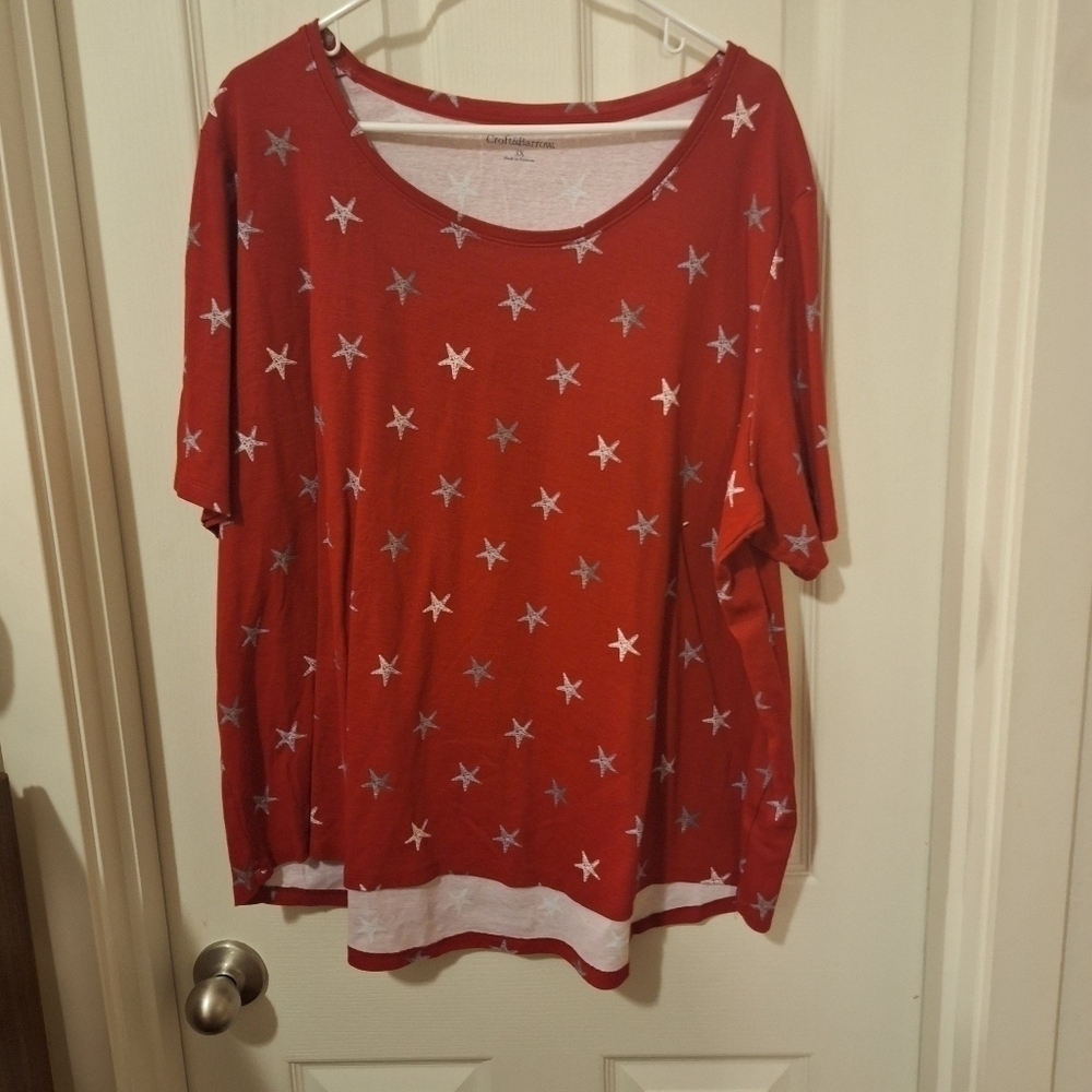 Croft & Barrow Plus Size Red Star T-Shirt 3XL